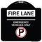 Signmission Fire Lane Emergency Vehicles W/ No Parking Heavy-Gauge Aluminum Sign, 18" x 18", BW-1818-24015 A-DES-BW-1818-24015 - alternate 1